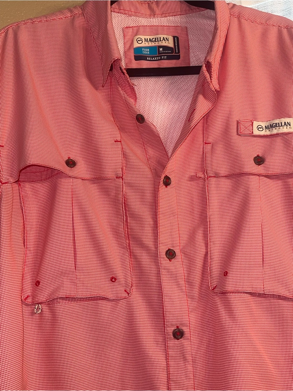 Magellan Outdoors Red Gingham Fishing Shirt